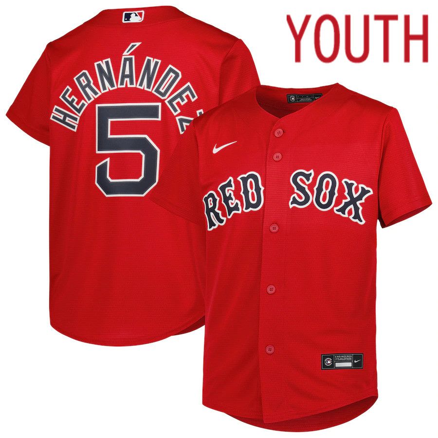 Youth Boston Red Sox #5 Enrique Hernandez Nike Red Alternate Replica Player MLB Jersey->youth mlb jersey->Youth Jersey